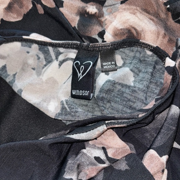 Windsor Black with Floral Pattern Asymmetrical Slip Dress for Cocktail Nights - Picture 3 of 4